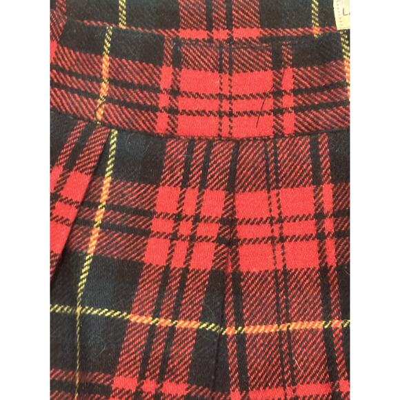 Vintage, Wool Blend Red Plaid Landers And Co Pleated Skirt, 14 - Picture 3 of 8